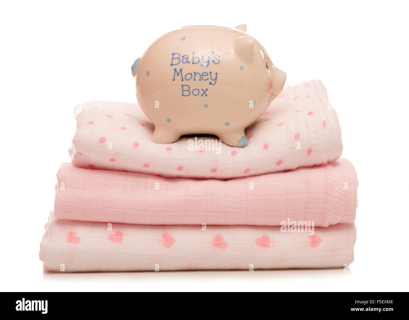 Saving for a baby girl studio cutout Stock Photo