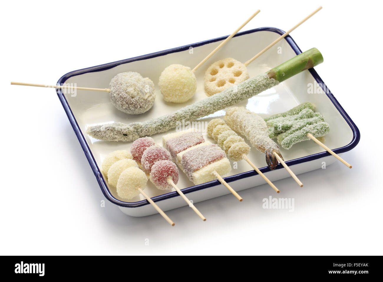 kushiage(deep fried food on a stick),japanese food,cooking process Stock Photo