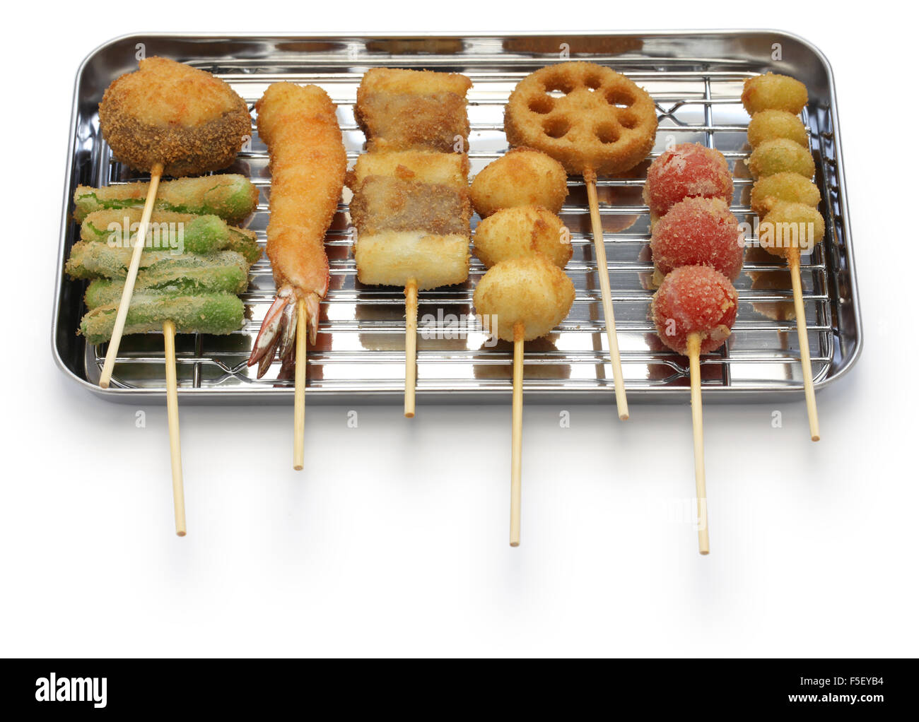 kushiage(deep fried food on a stick),japanese food Stock Photo