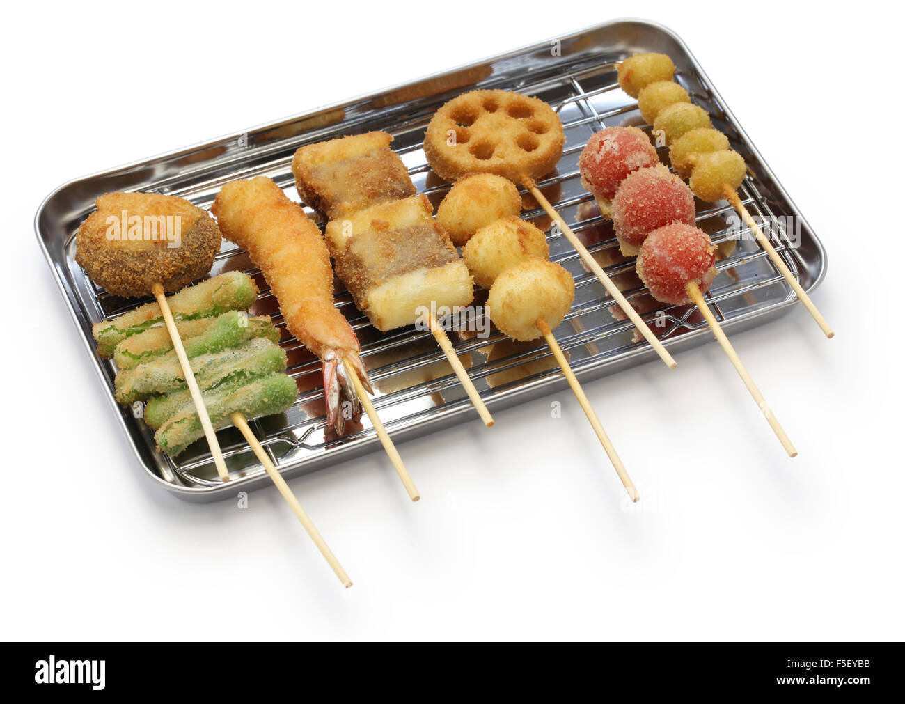 kushiage(deep fried food on a stick),japanese food Stock Photo