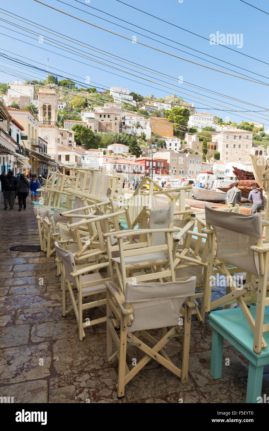 Hydra Island Greece October 25 2015 Deck Chairs