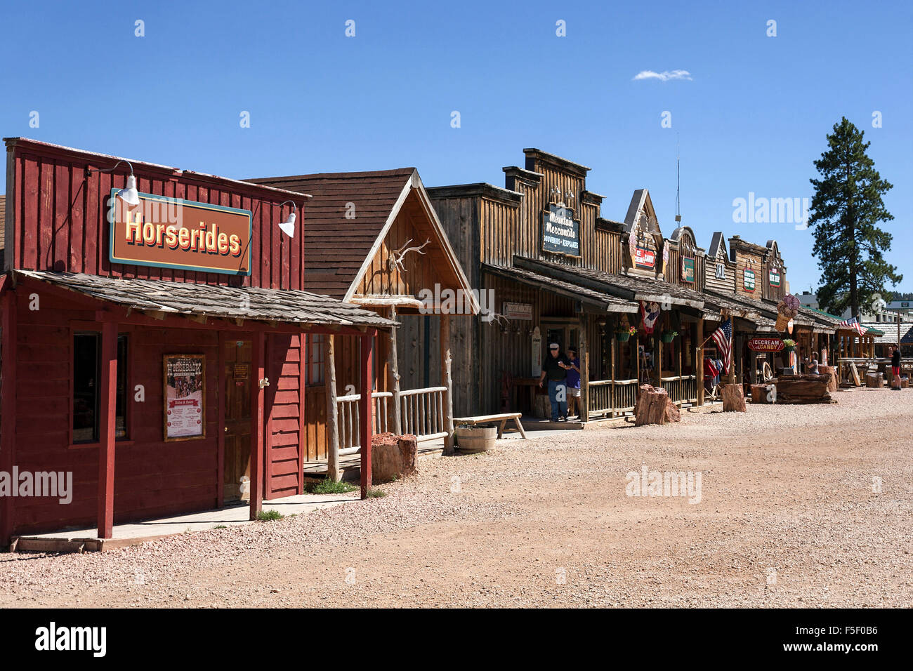 Souvenir shops, cowboy film building replicas, Bryce Canyon City, Utah, United States Stock Photo