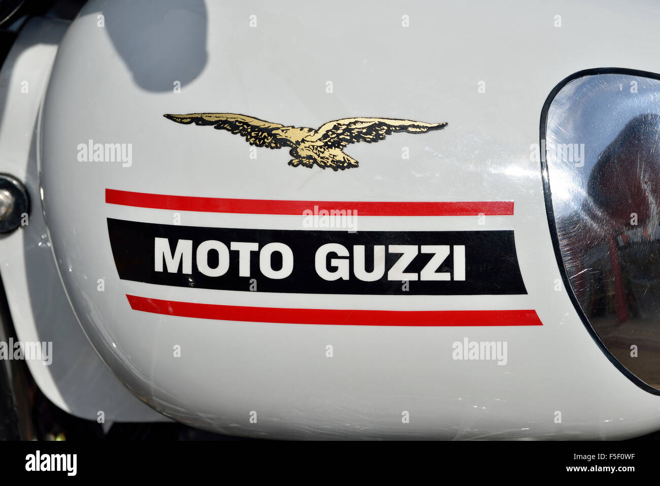1972 Moto Guzzi V7 fuel tank Stock Photo