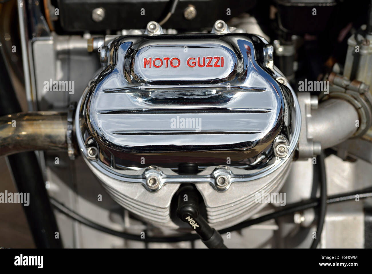 1972 Moto Guzzi V7 cylinder head Stock Photo