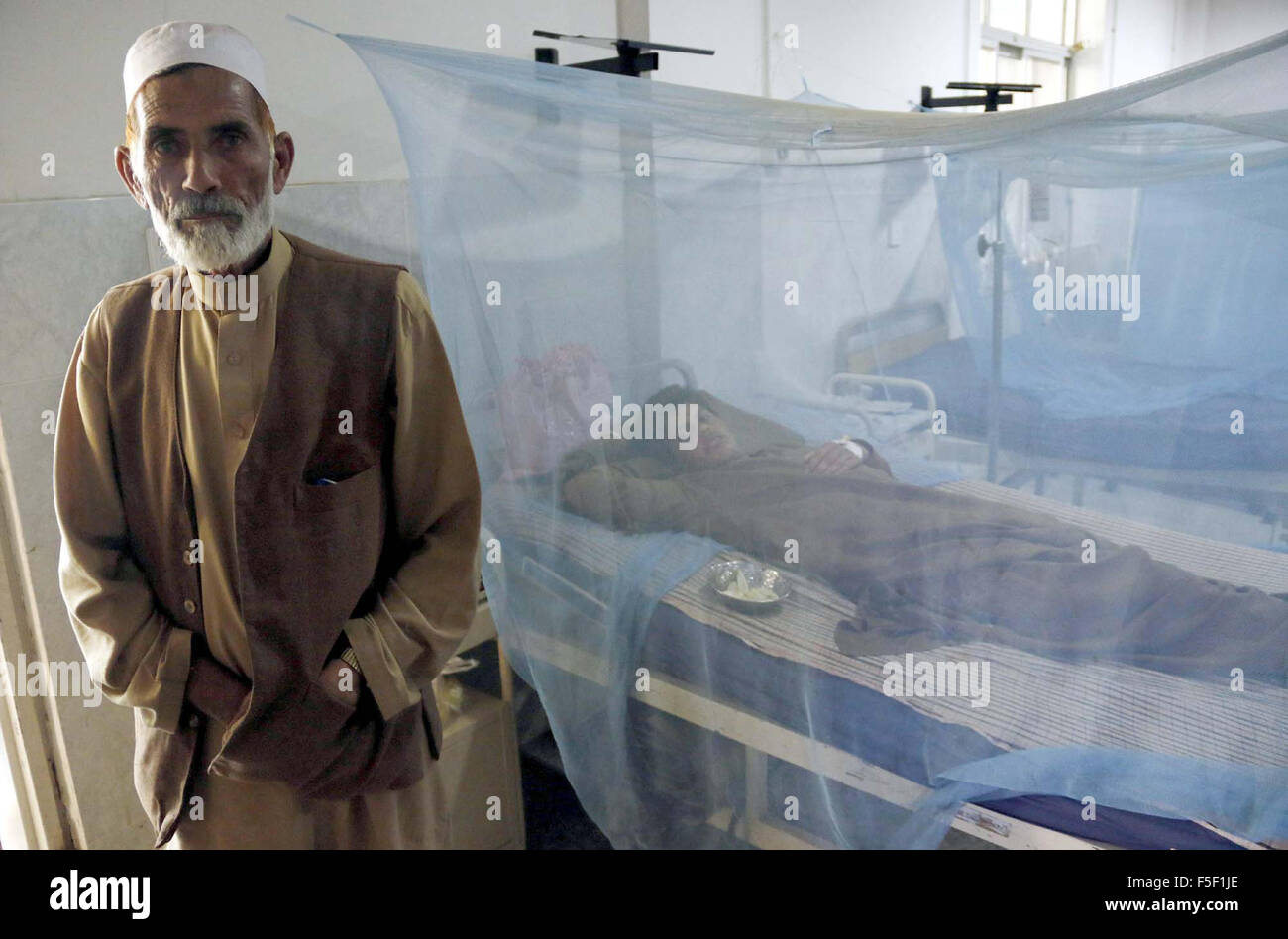 A Dengue Virus patient being treated in isolation ward established at Lady Reading Hospital (LRH) in Peshawar on Tuesday, November 03, 2015. Stock Photo