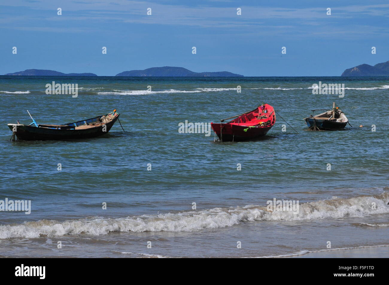 Three Small Fishing Boats Stock Photo