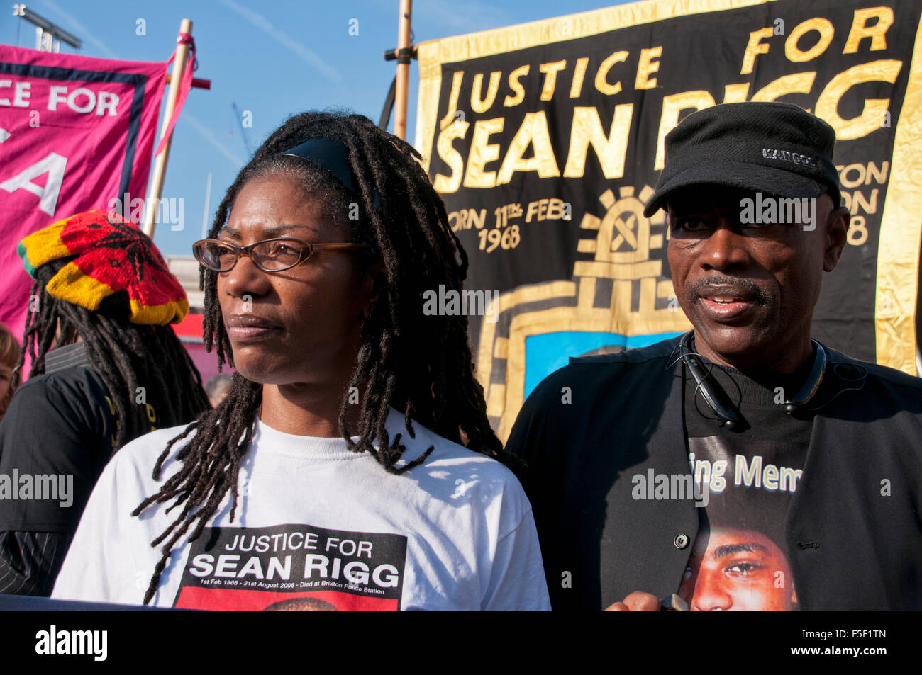 Marcia Rigg and Cephus Johnson at Friends and families of those who Died in Police Custody march through London Death in Custody Stock Photo