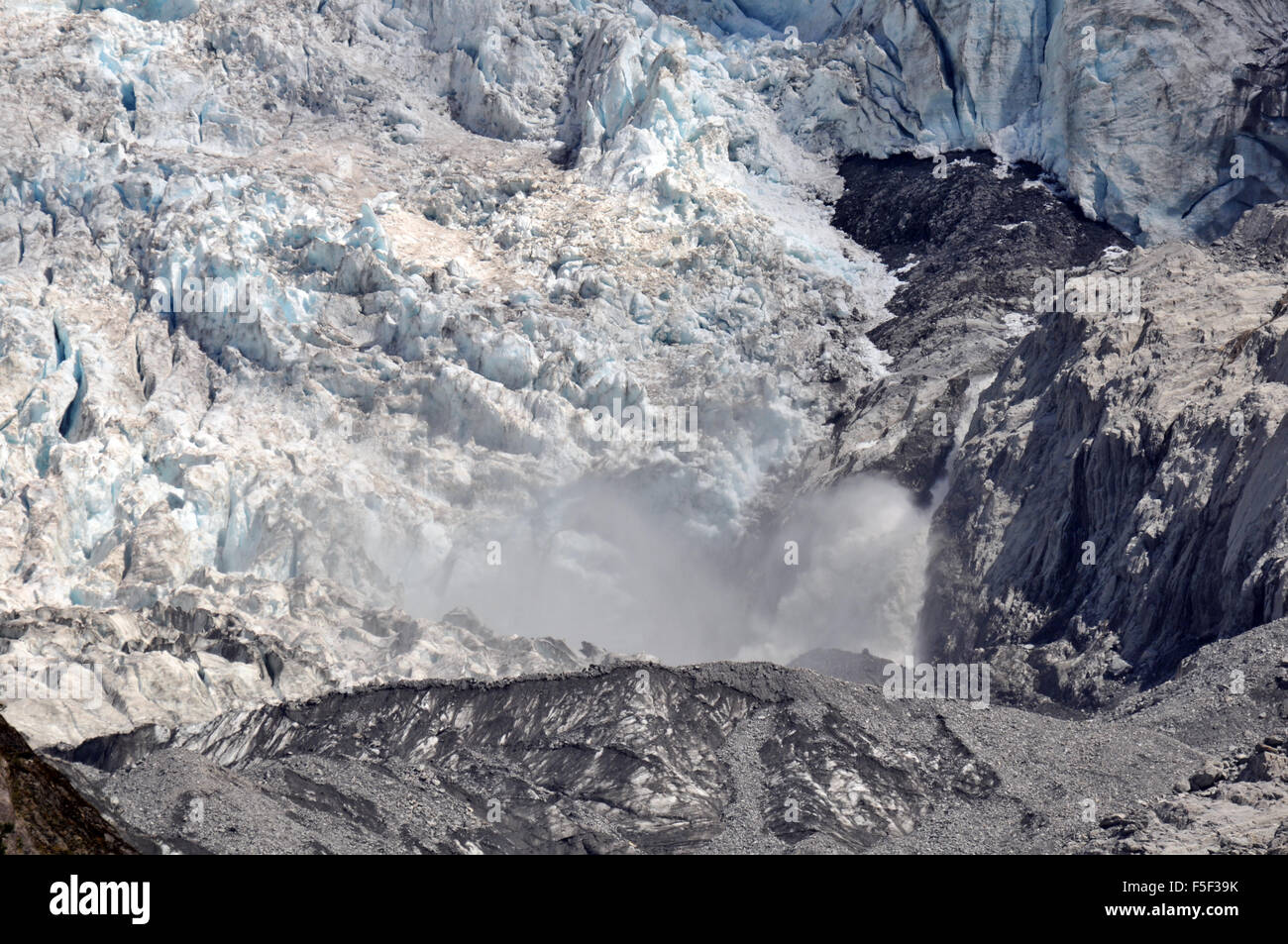 Melting point at Franz Josef Glacier, Franz Josef, South Island, New Zealand Stock Photo