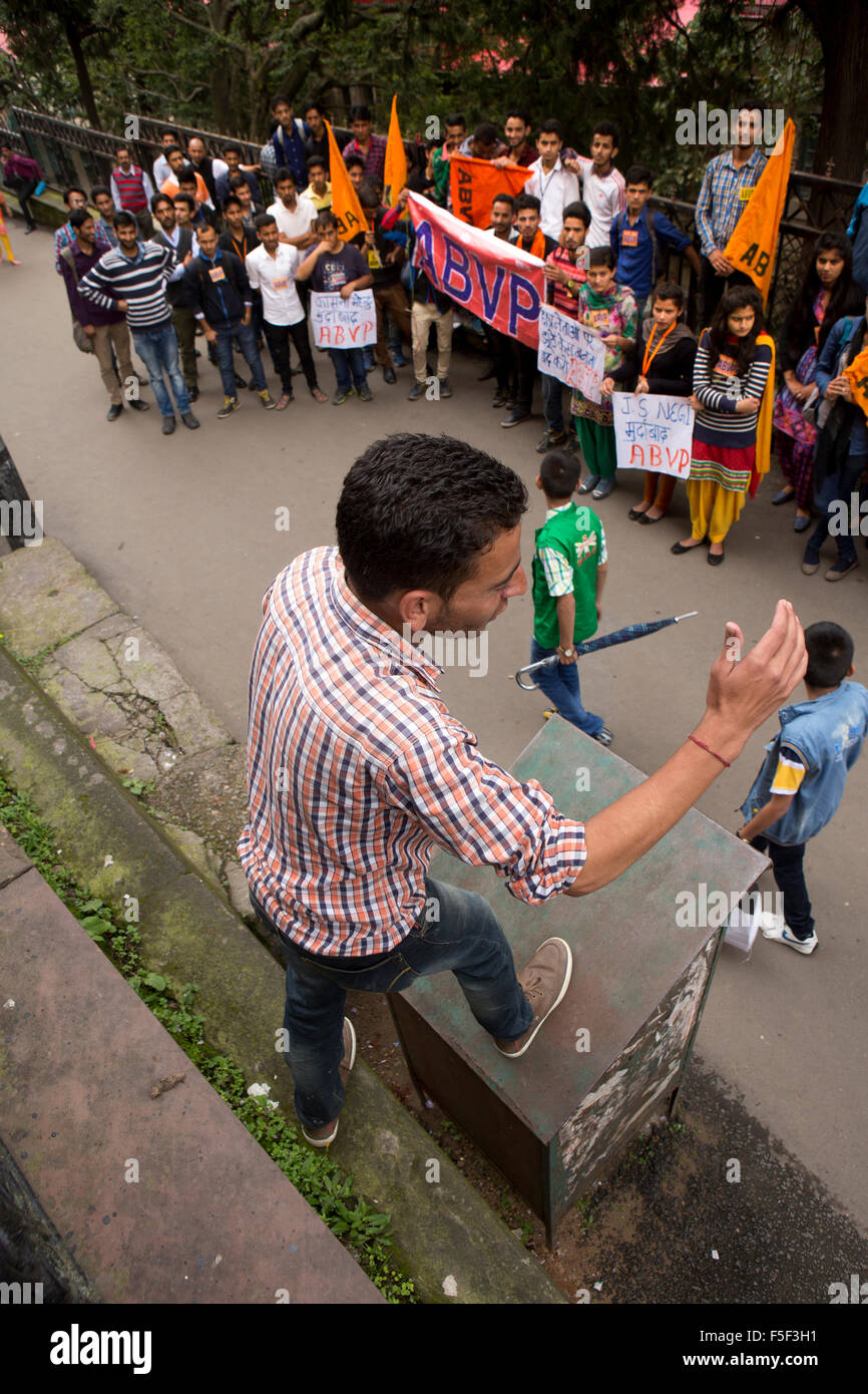 India, Himachal Pradesh, Shimla (Simla), ABVP Student Protest in front of District Commissioner’s office Stock Photo