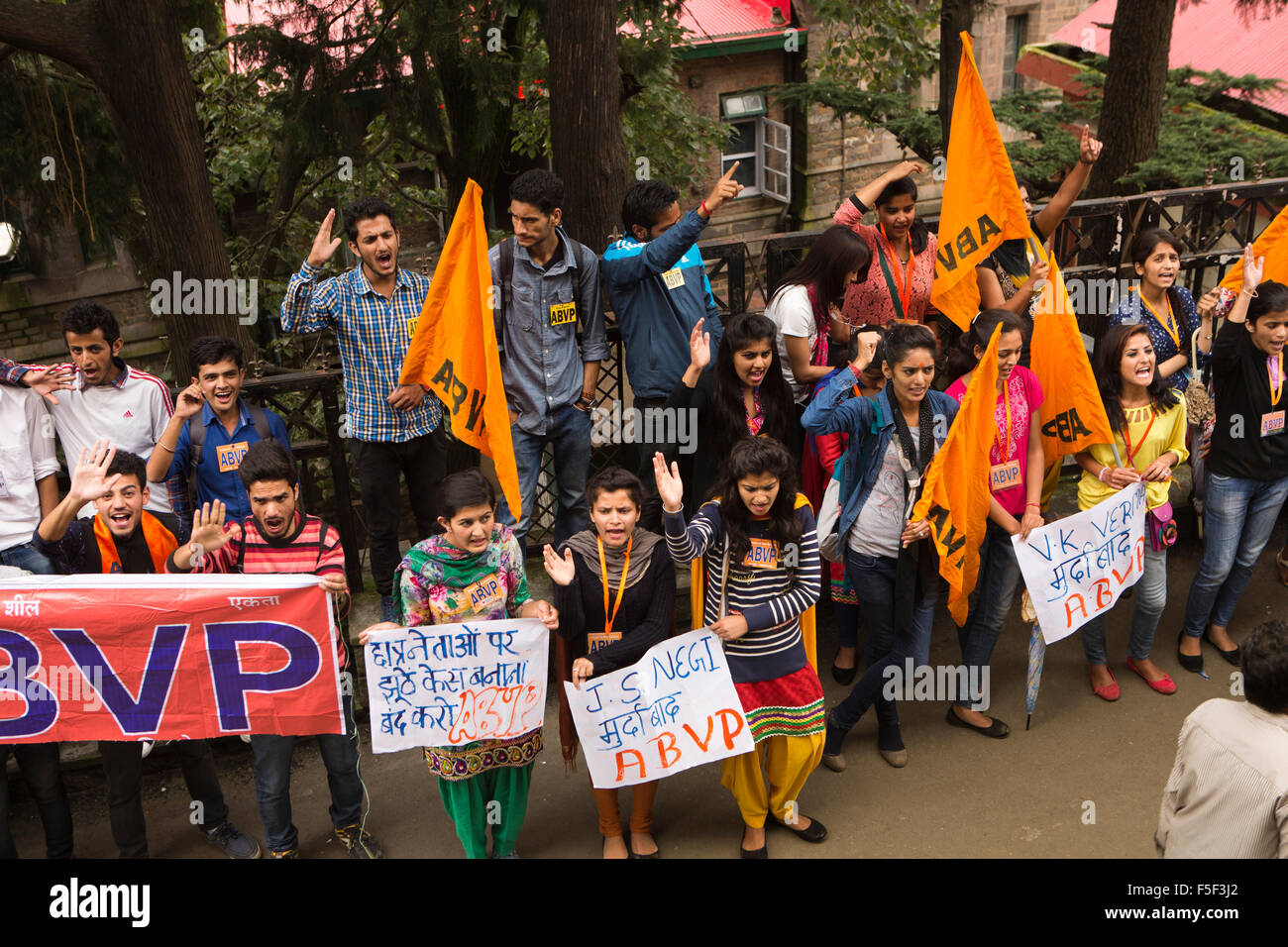 India, Himachal Pradesh, Shimla (Simla), ABVP Student Protest in front of District Commissioner’s office Stock Photo