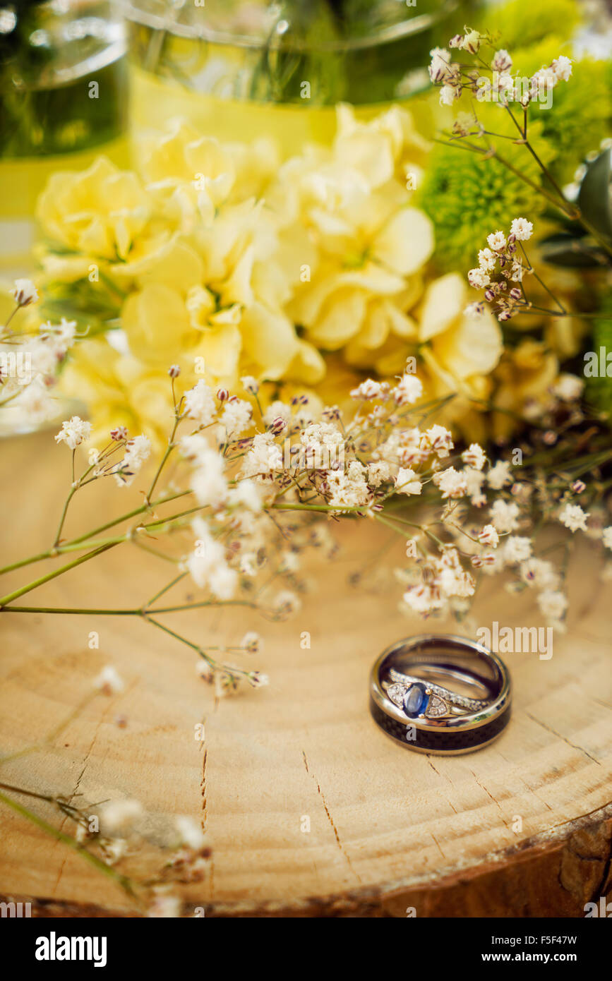 A still life of two wedding rings Stock Photo