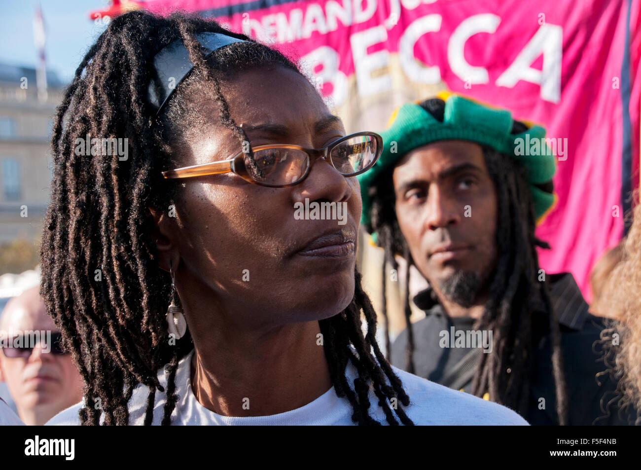 Marcia Rigg sister of Sean Rigg who died in police custody at rally by Friends and families  Campaign Stock Photo