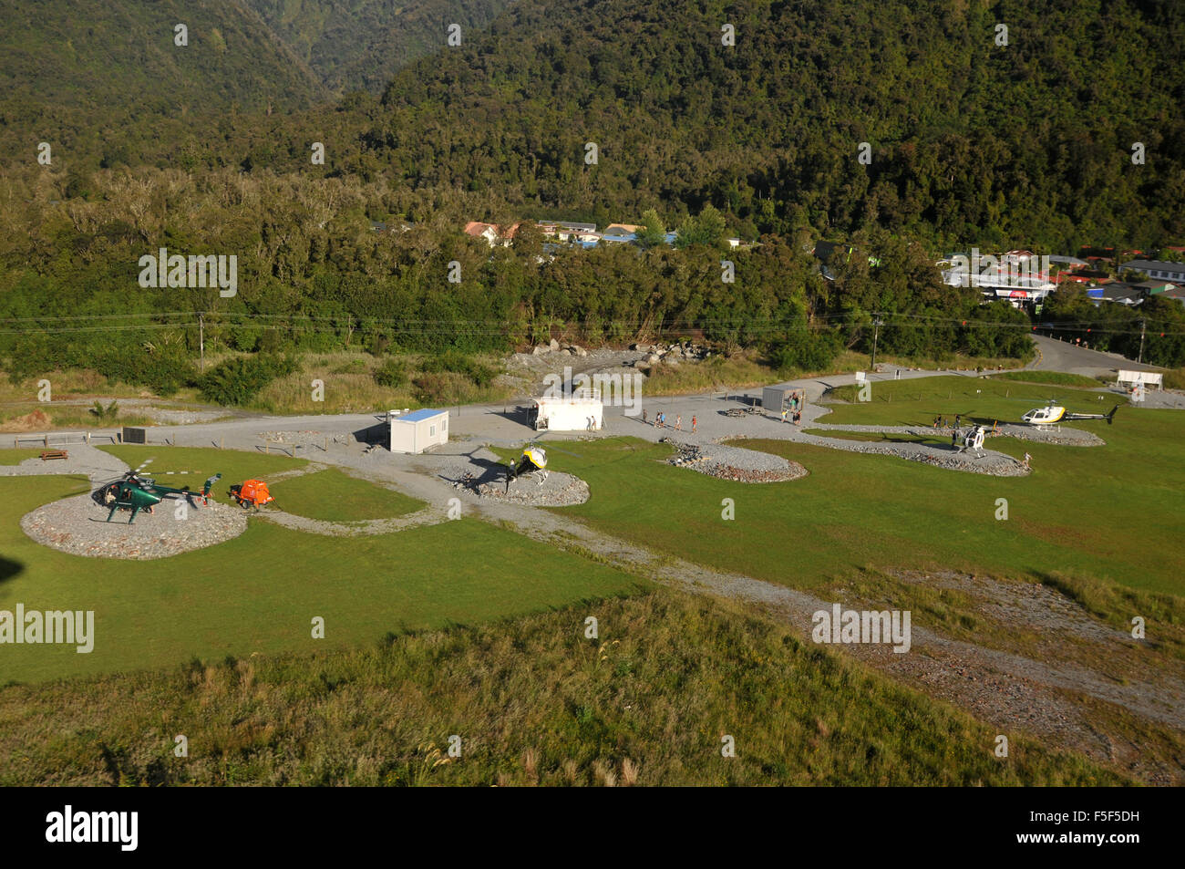 Franz Josef helicopter landing site, Franz Josef, South Island, New Zealand Stock Photo