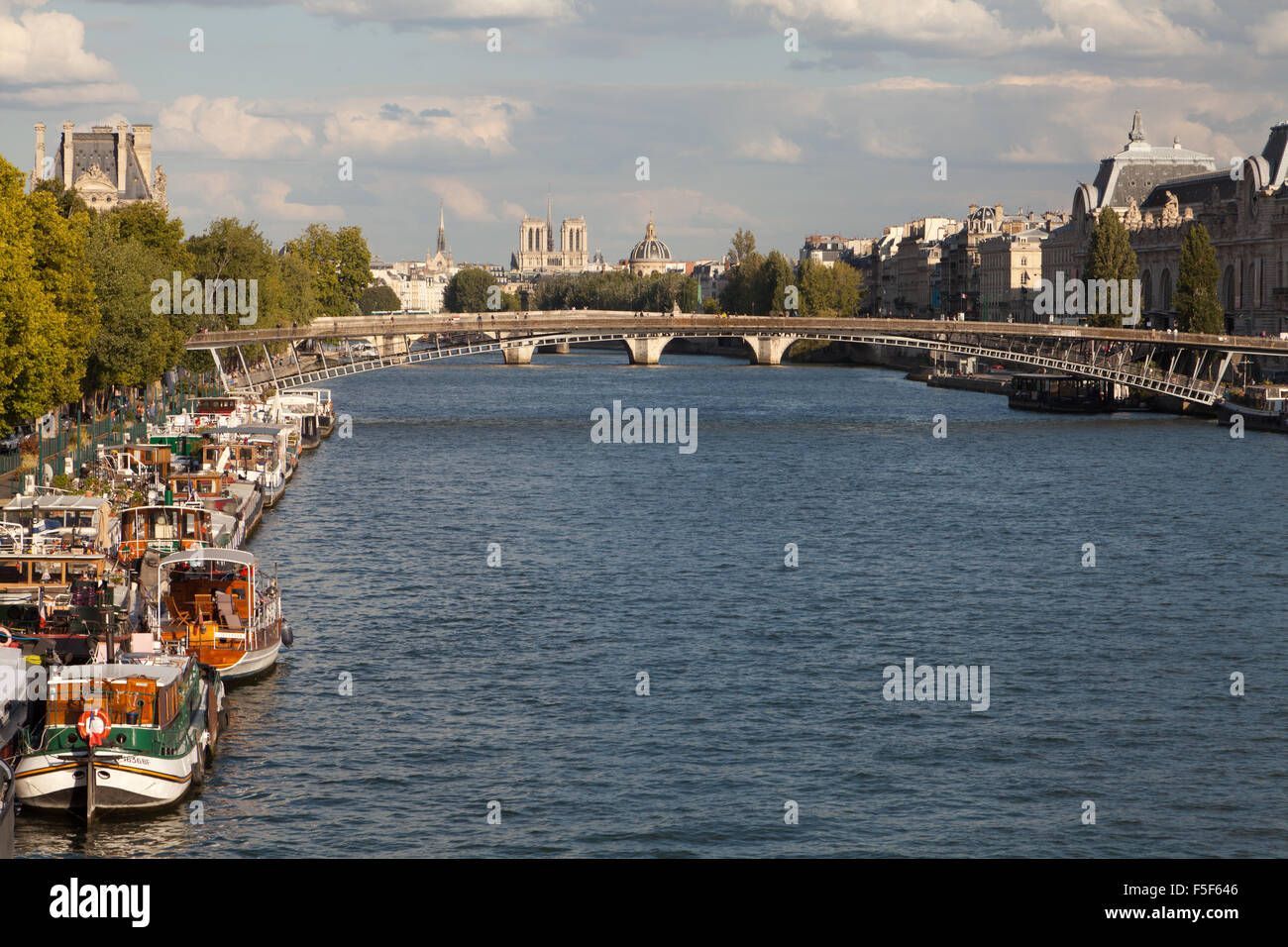 View east from Pont de la Concorde, towards Pont de Solférino, Paris, France. Stock Photo