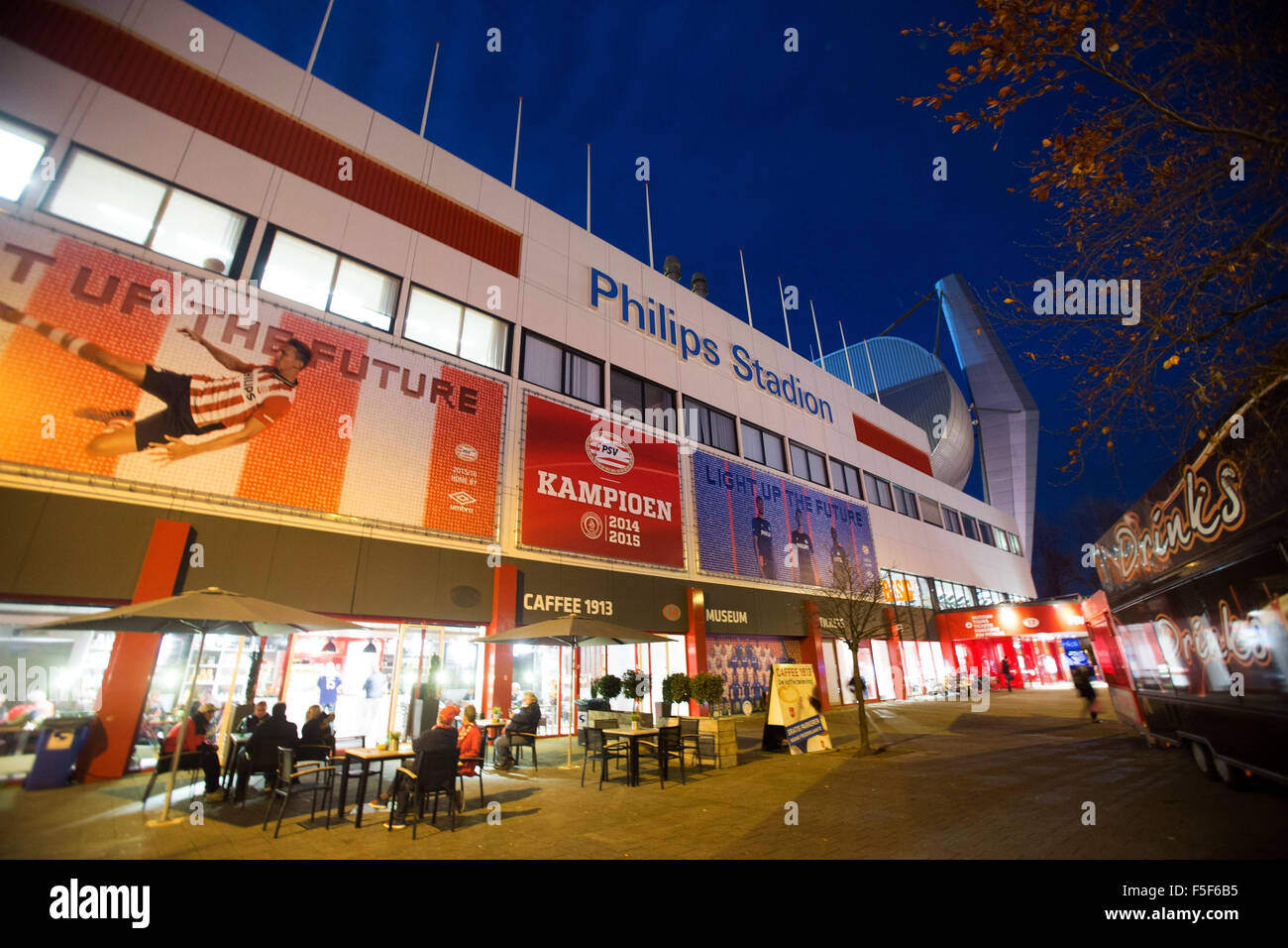 Outside view of PSV Stadium in Eindhoven, The Netherlands, taken on 03 November 2015 prior to the UEFA Champions League Group B soccer match PSV Eindhoven and VfL Wolfsburg. Photo: Maja Hitij/dpa Stock Photo