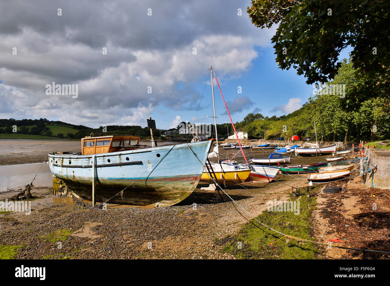 Truro; Boats near Malpas on River Fal; Cornwall; UK Stock Photo Alamy