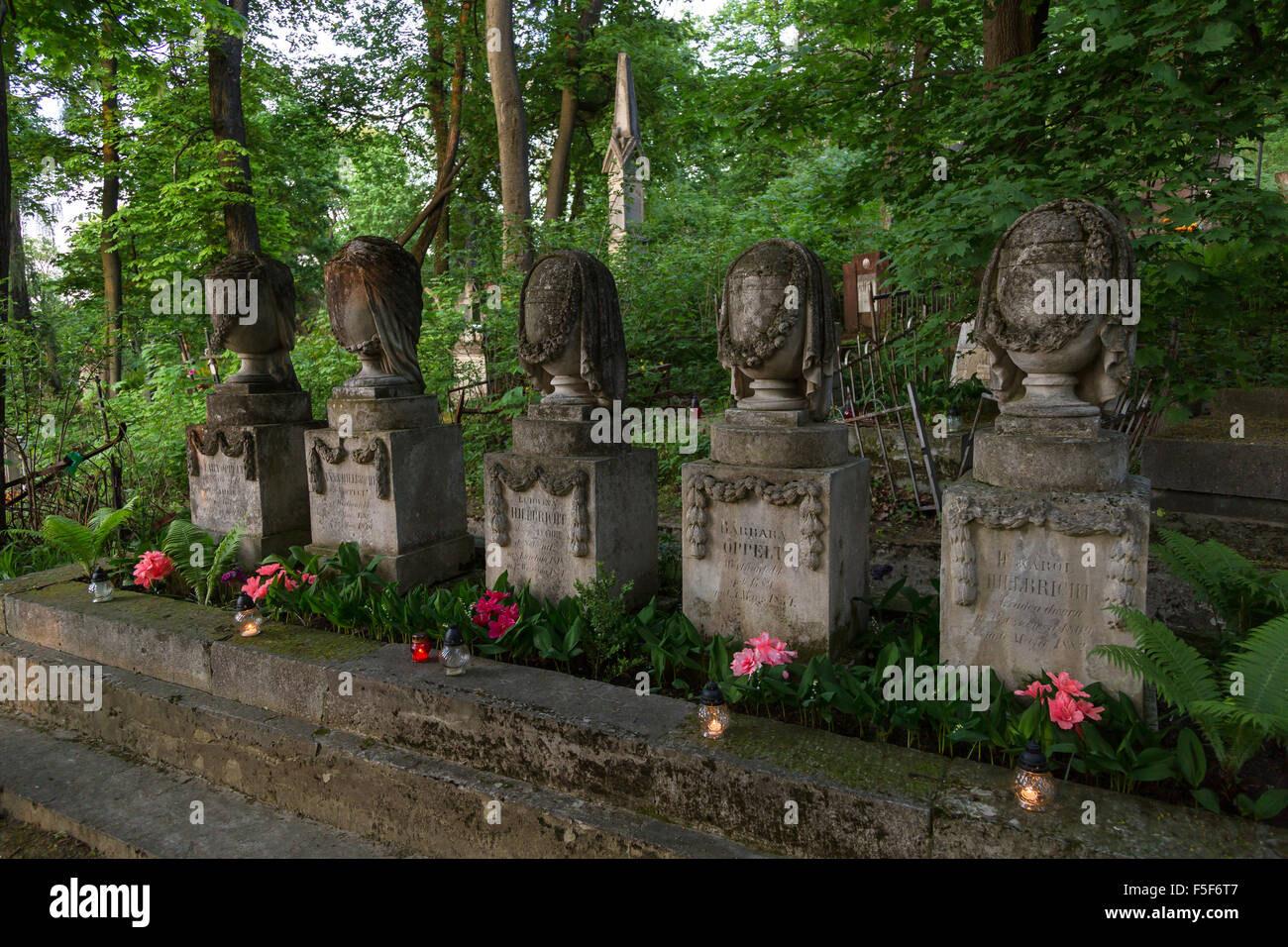 Lviv, Ukraine, Polish graves in the Lychakiv Cemetery Stock Photo