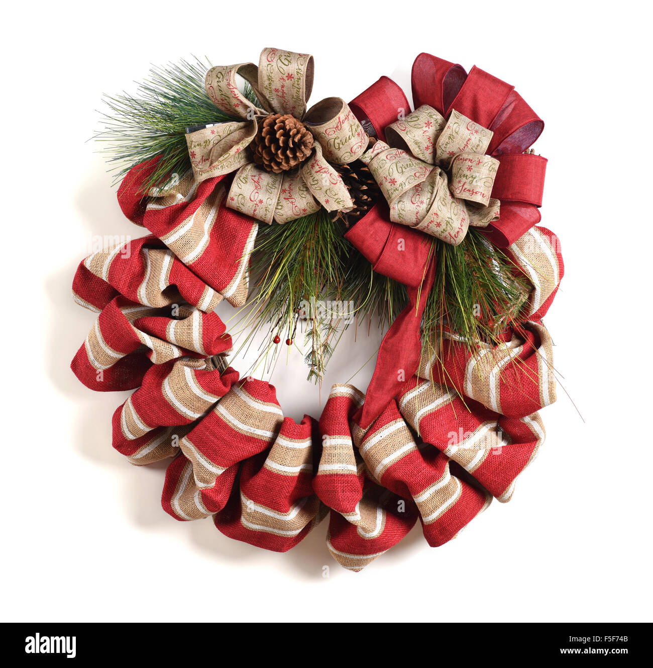 Christmas wreath isolated over white background Stock Photo - Alamy