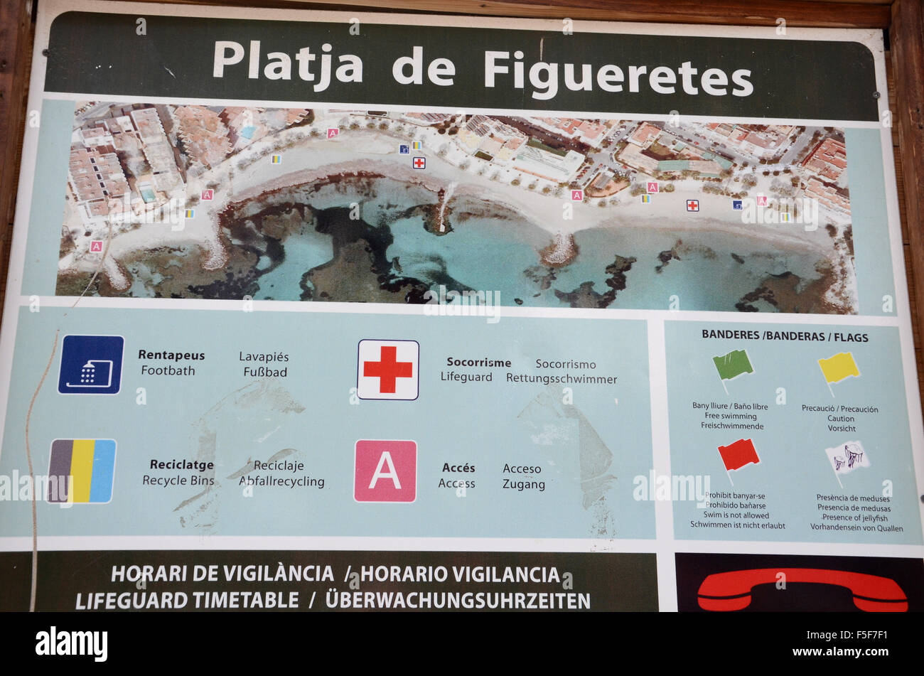 plan of Playa de Figueretas, Ibiza Spain Stock Photo