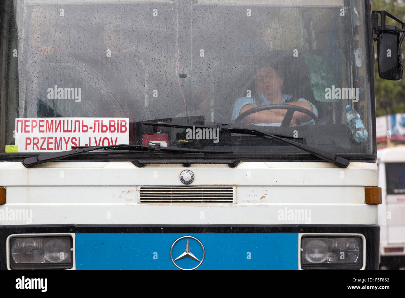 Przemysl, Poland, Ukrainian driver taking a nap Stock Photo