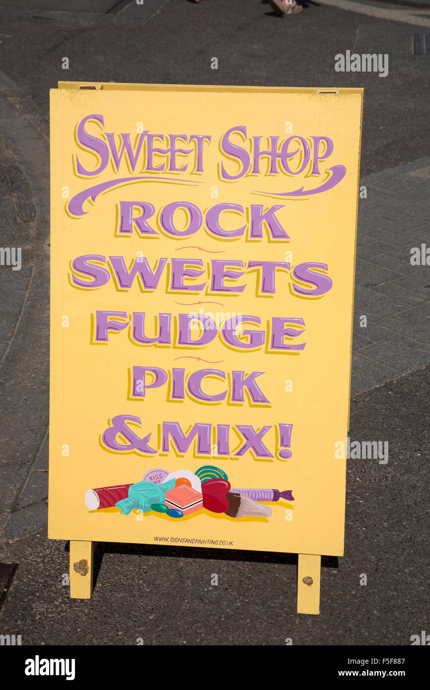 Sweet Shop Sign, Beach; Bournemouth; England; UK Stock Photo