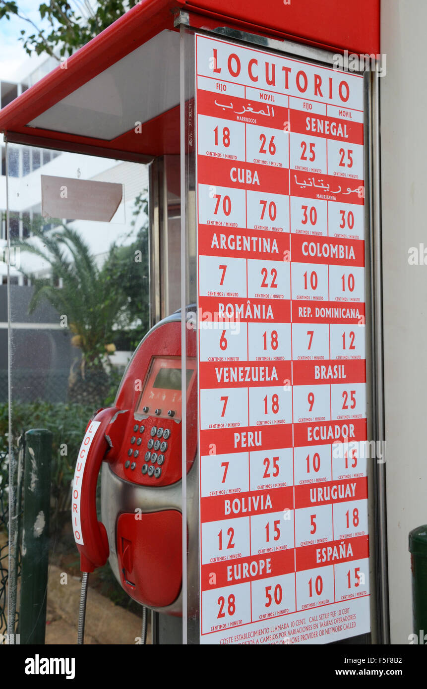 public phone box Ibiza Stock Photo