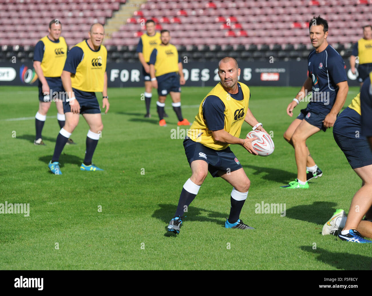 Stoop Capacity Rugby Photocall and training for Rugby Aid 2015 at The Twickenham Stoop ...