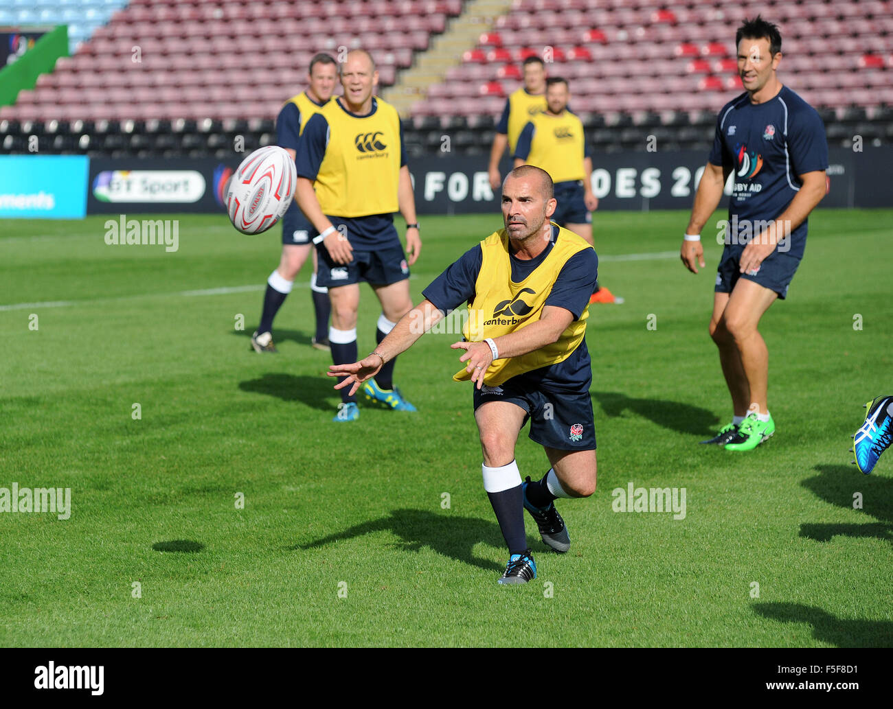Stoop Capacity Rugby Photocall and training for Rugby Aid 2015 at The Twickenham Stoop ...