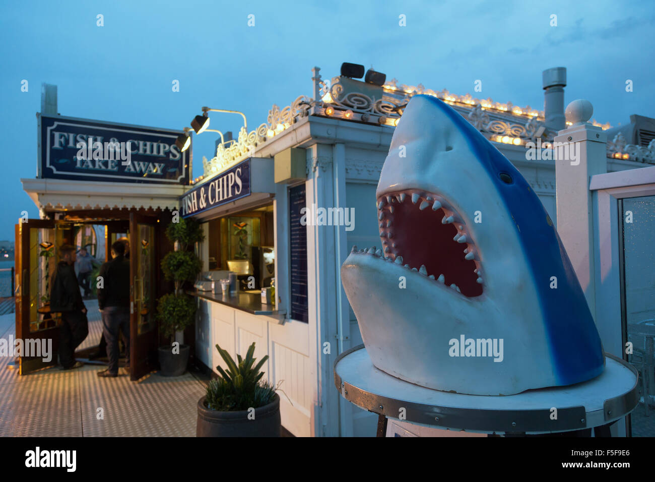 Brighton, United Kingdom, shark's mouth plastic Stock Photo