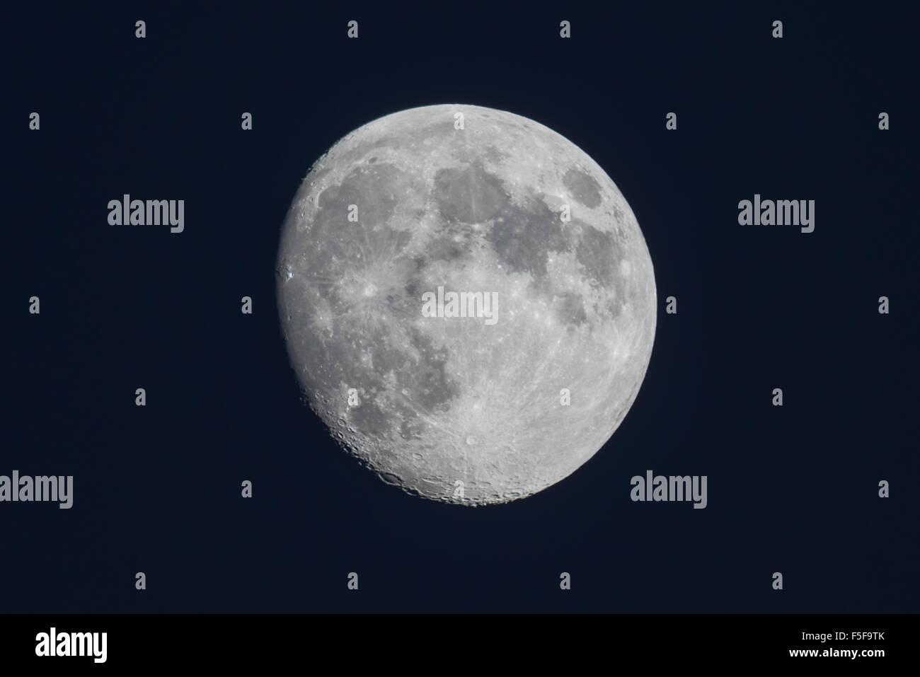 Closeup view of a full moon isolated against the black night sky Stock ...