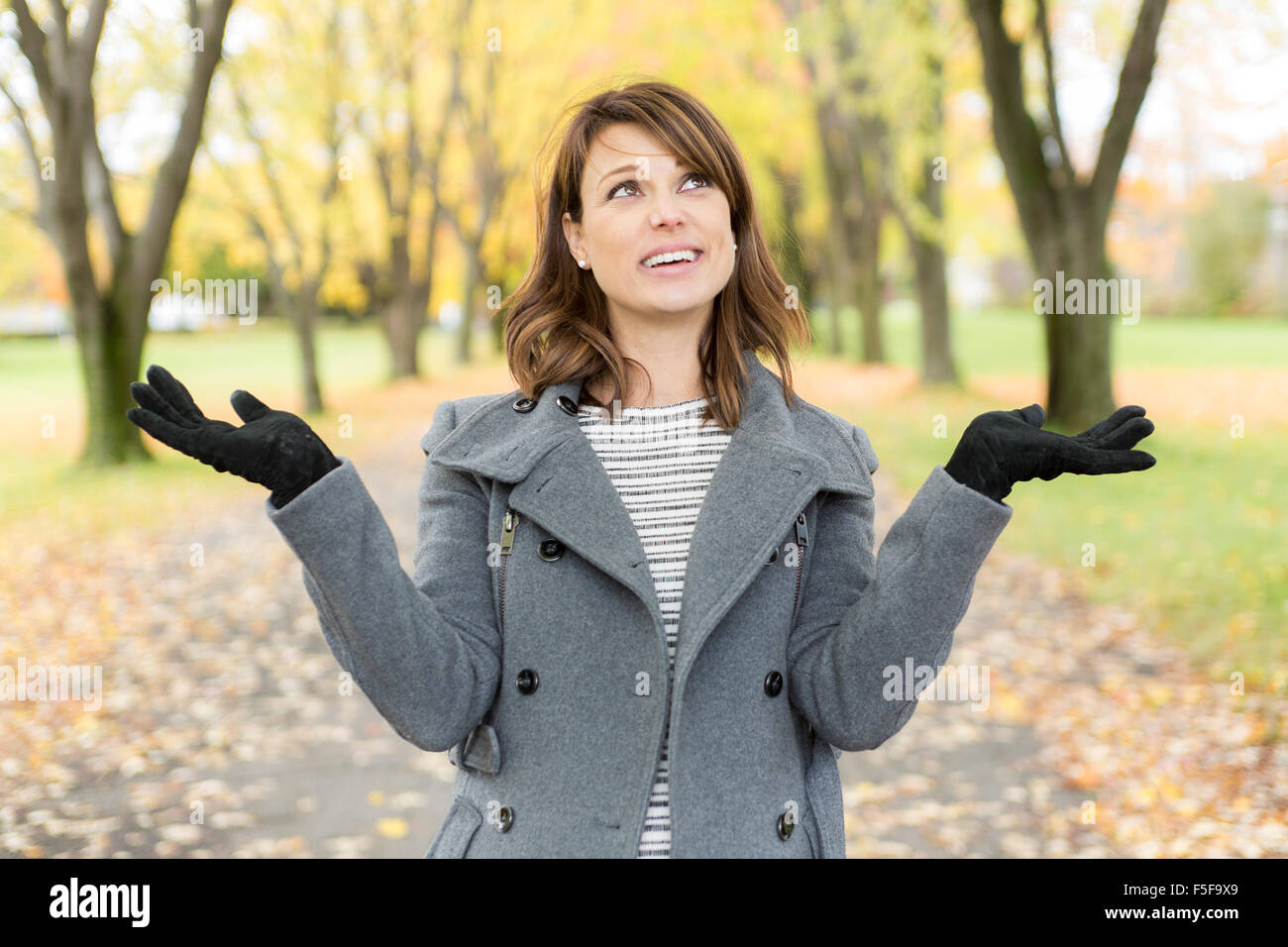 Beautiful pregnant woman in the autumn park Stock Photo - Alamy
