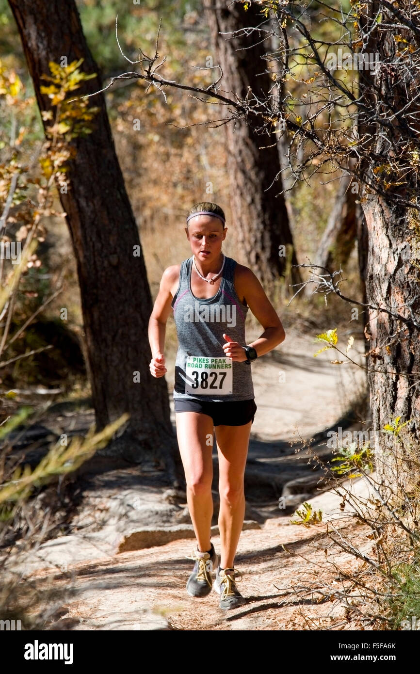 Runners in the 2015 Pikes Peak Road Runners Fall Series Stock Photo