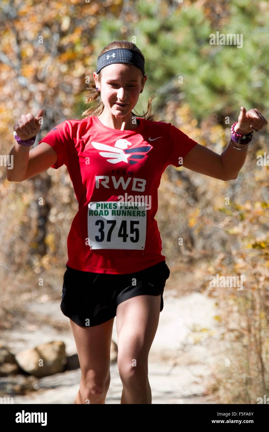 Runners in the 2015 Pikes Peak Road Runners Fall Series Stock Photo