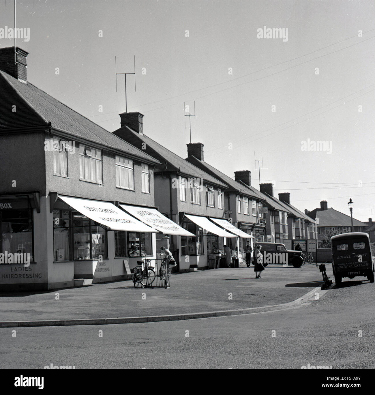 1950s historical, Shops at Cowley, Oxford, home of the car body