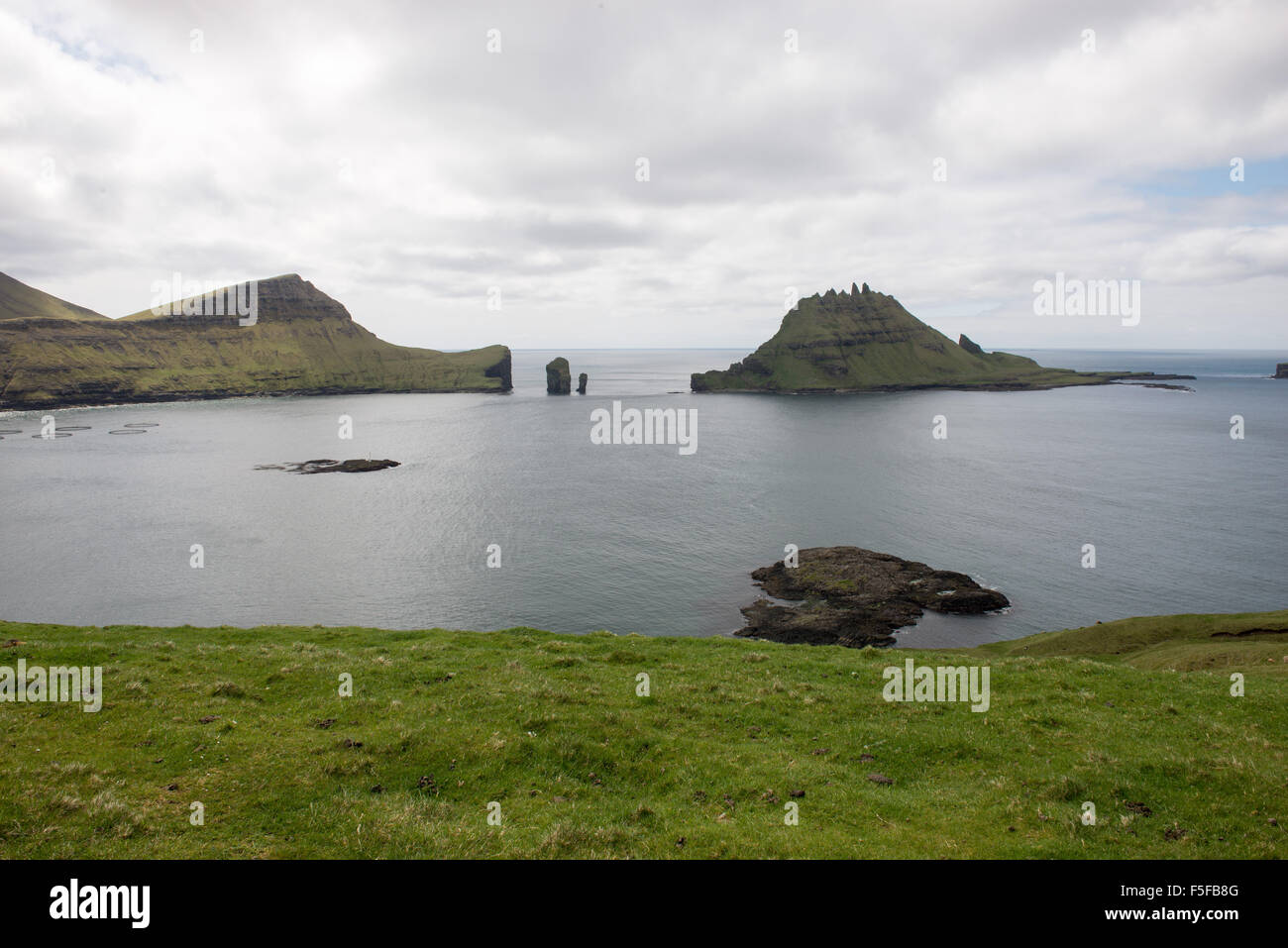 Gasholmur and Tindholmur on the Faroe Islands as seen from Vagar Stock ...
