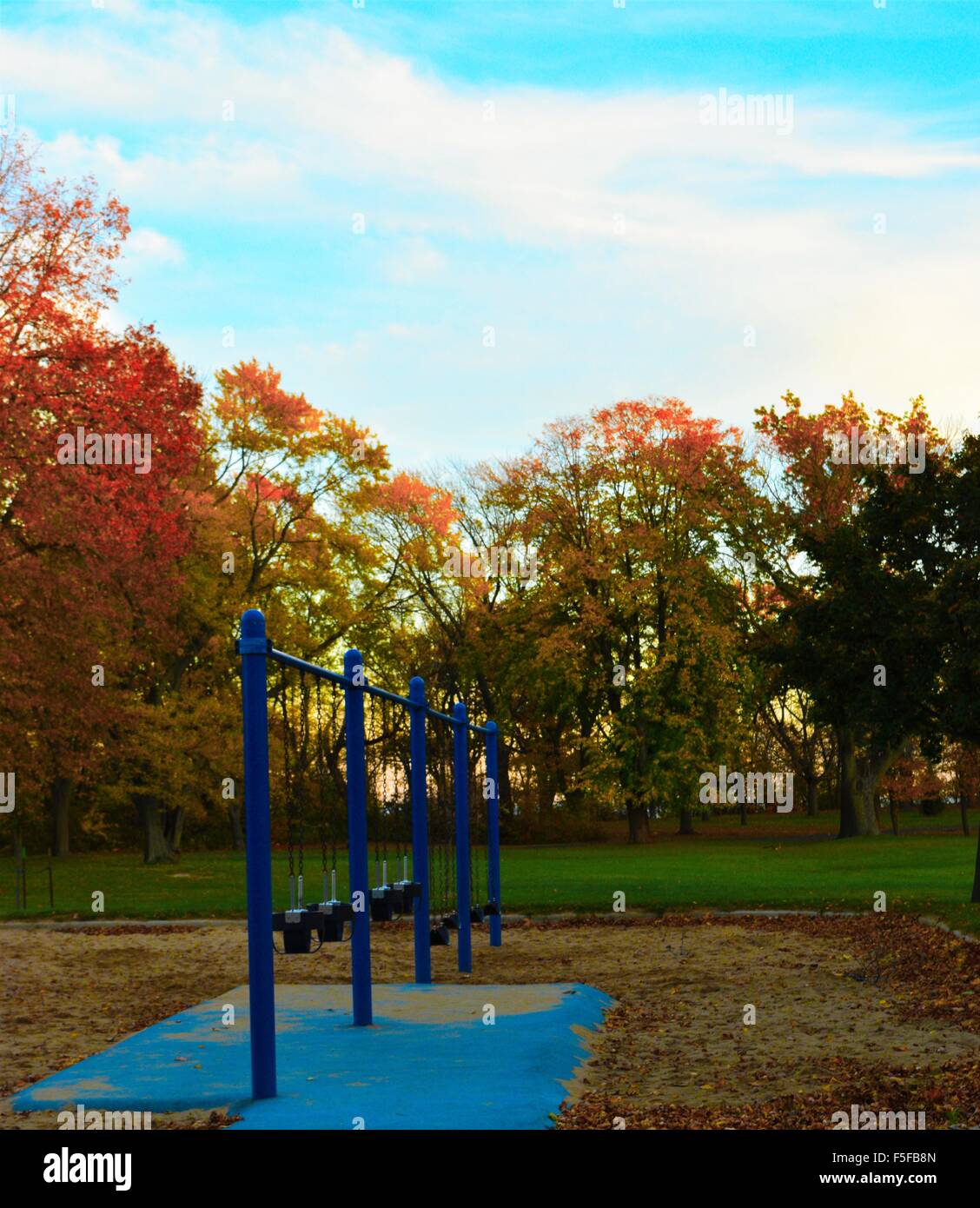 Swings in the park Stock Photo Alamy