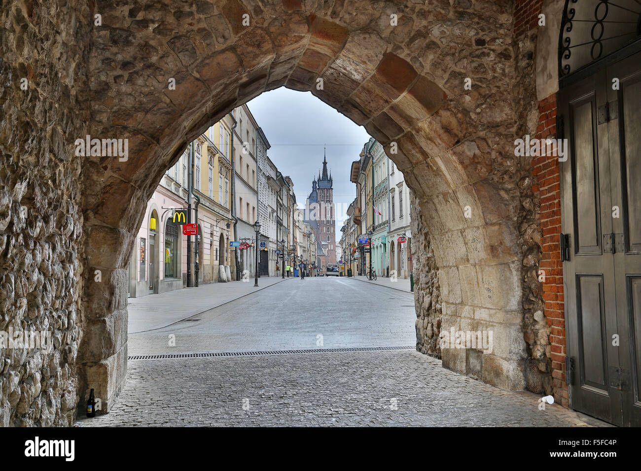City walls and The Old Town streets. Krakow. Stock Photo