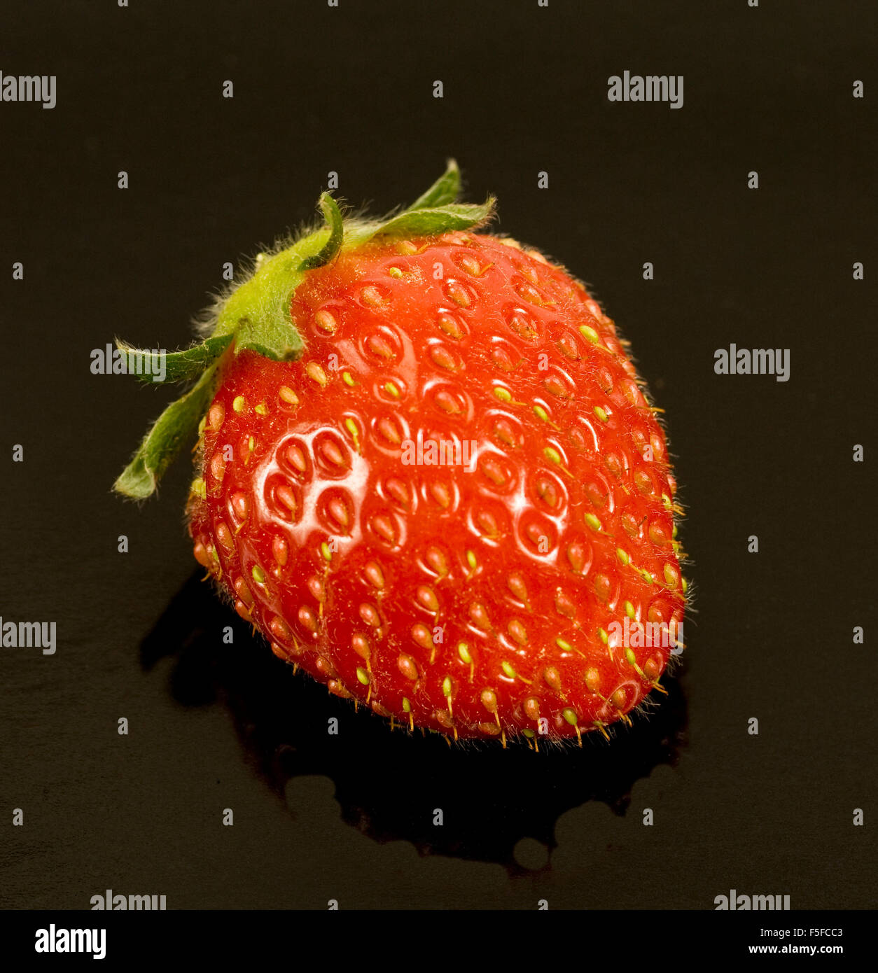 Strawberry on Black Background Stock Photo Alamy
