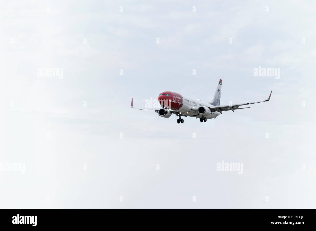Aircraft -Boeing 737-8JP-, of -Norwegian (Helge Ingstad livery)- airline Stock Photo
