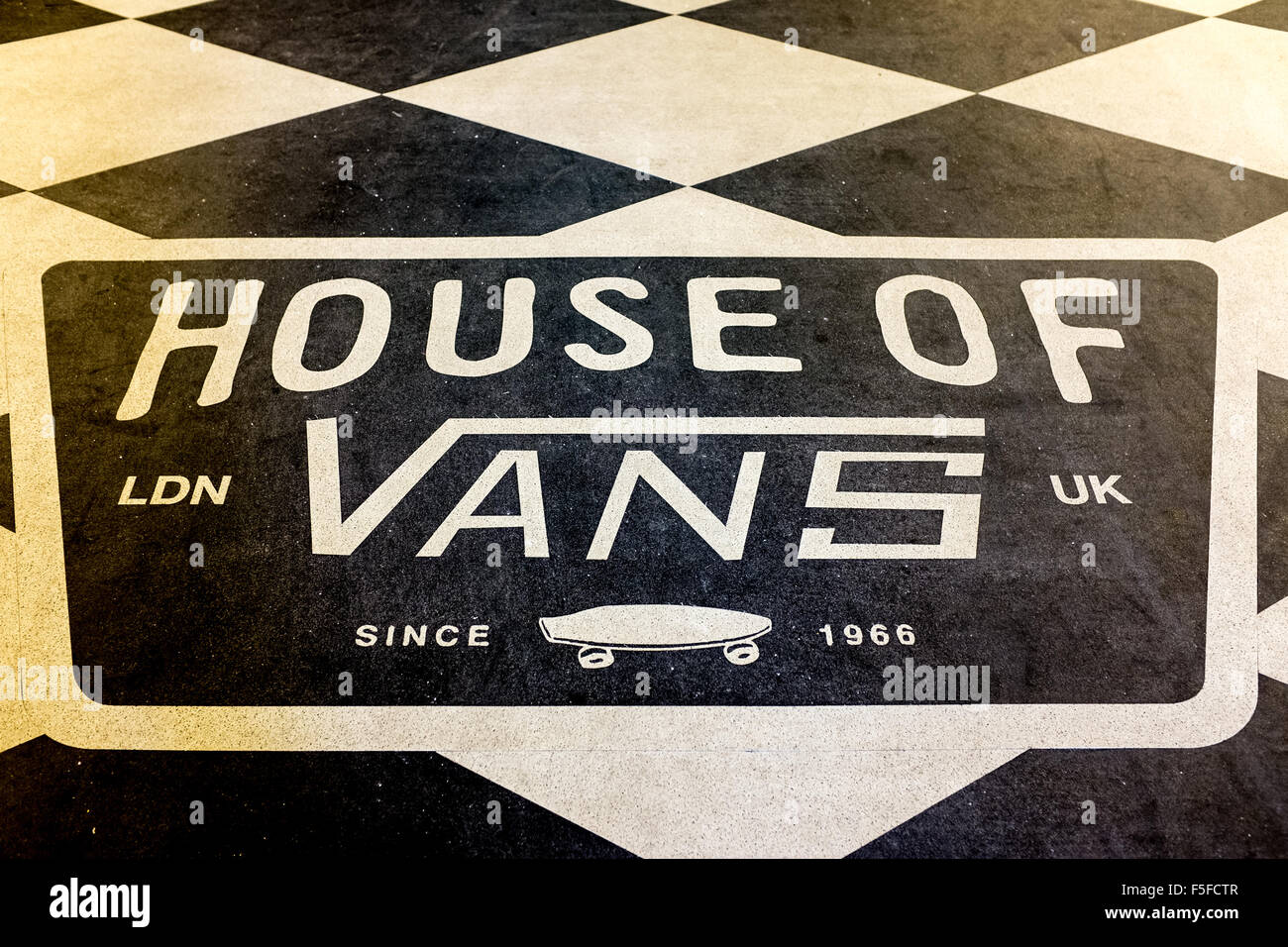 House of vans logo on tiled floor Stock Photo