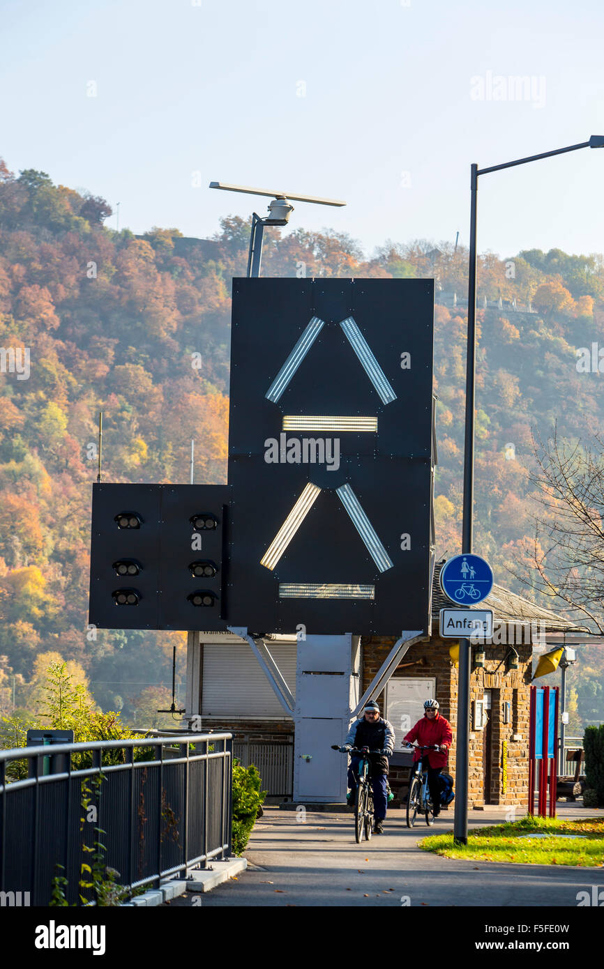 Signal station for inland navigation on the Rhine near St. Goar, Loreley, Upper Middle Rhine Valley, Stock Photo