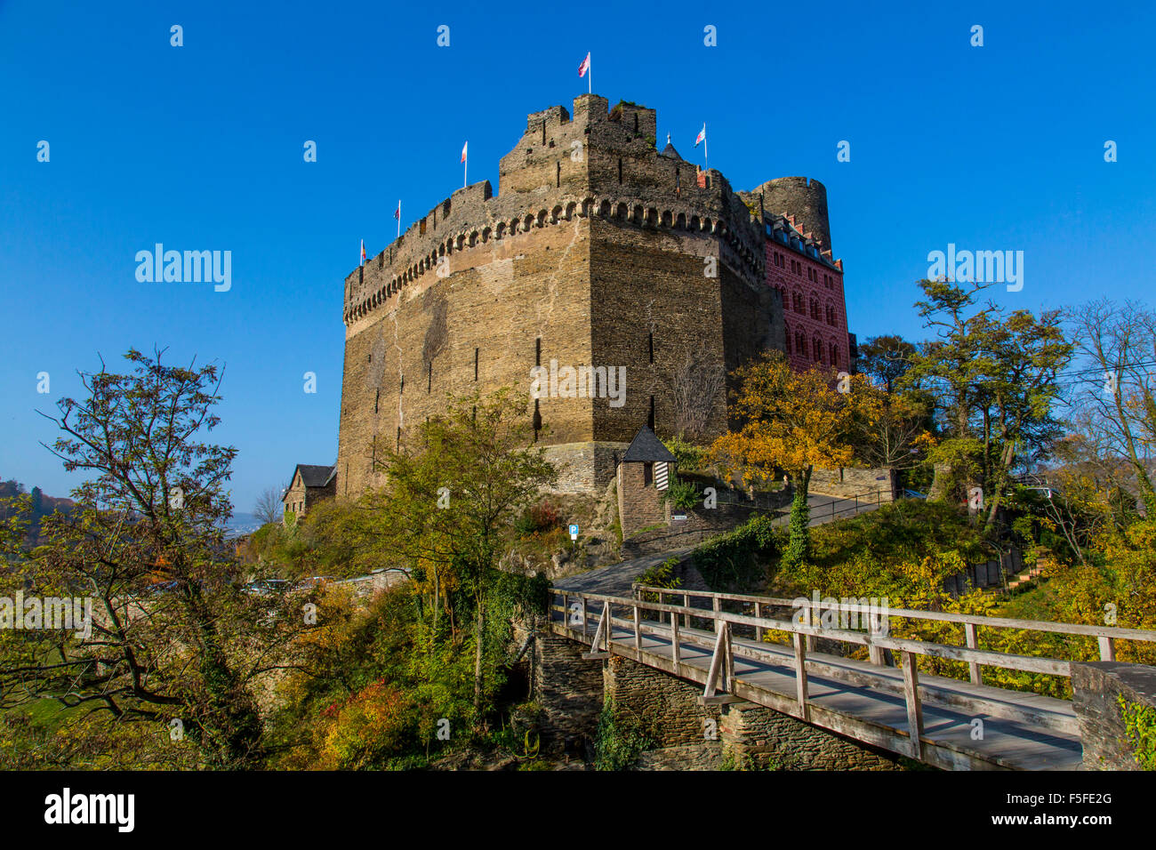 Schönburg castle, Oberwesel, Germany, Upper middle Rhine Valley, Stock Photo