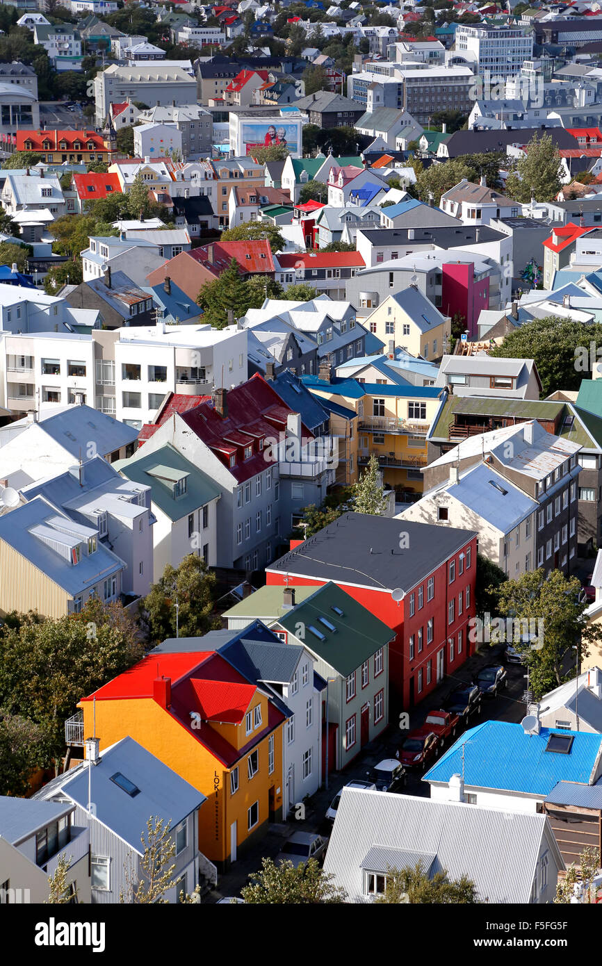 Colorful rooftops, Reykjavik, Iceland Stock Photo
