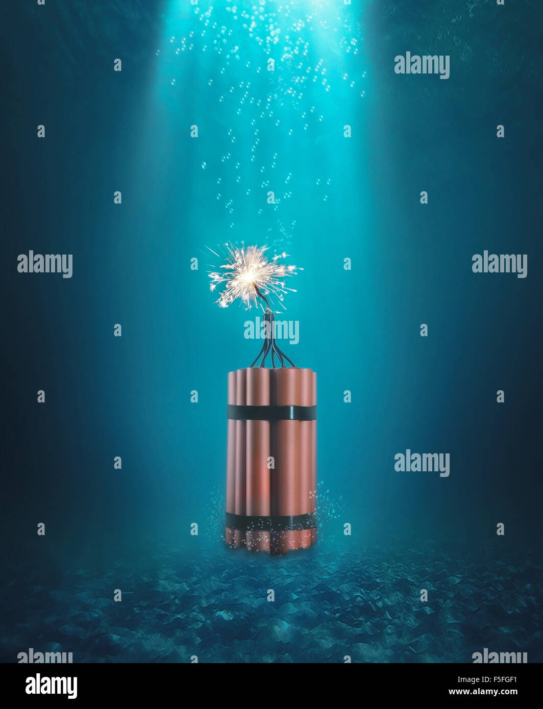 Dynamite under the water Stock Photo