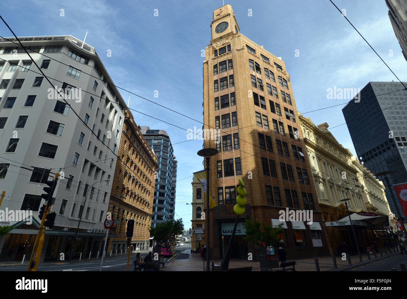 Historical buildings in downtown Wellington, North Island, New Zealand Stock Photo