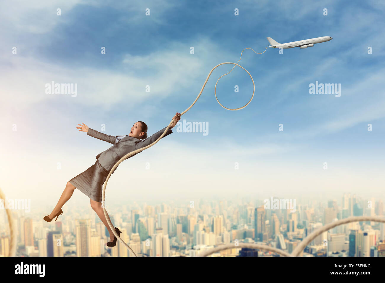 Businesswoman scared of being late Stock Photo Alamy