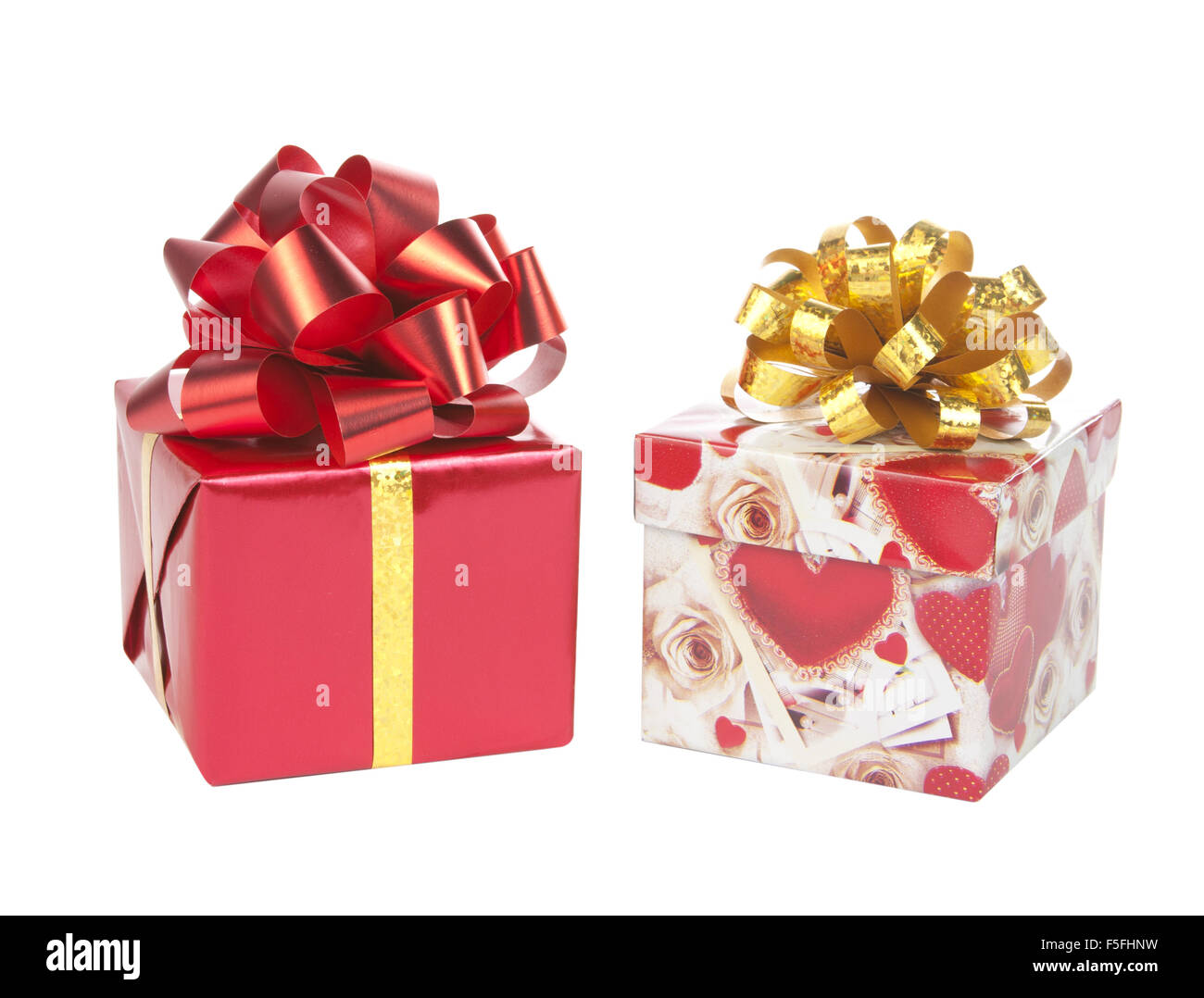 Two gift boxes with bows bows Stock Photo Alamy