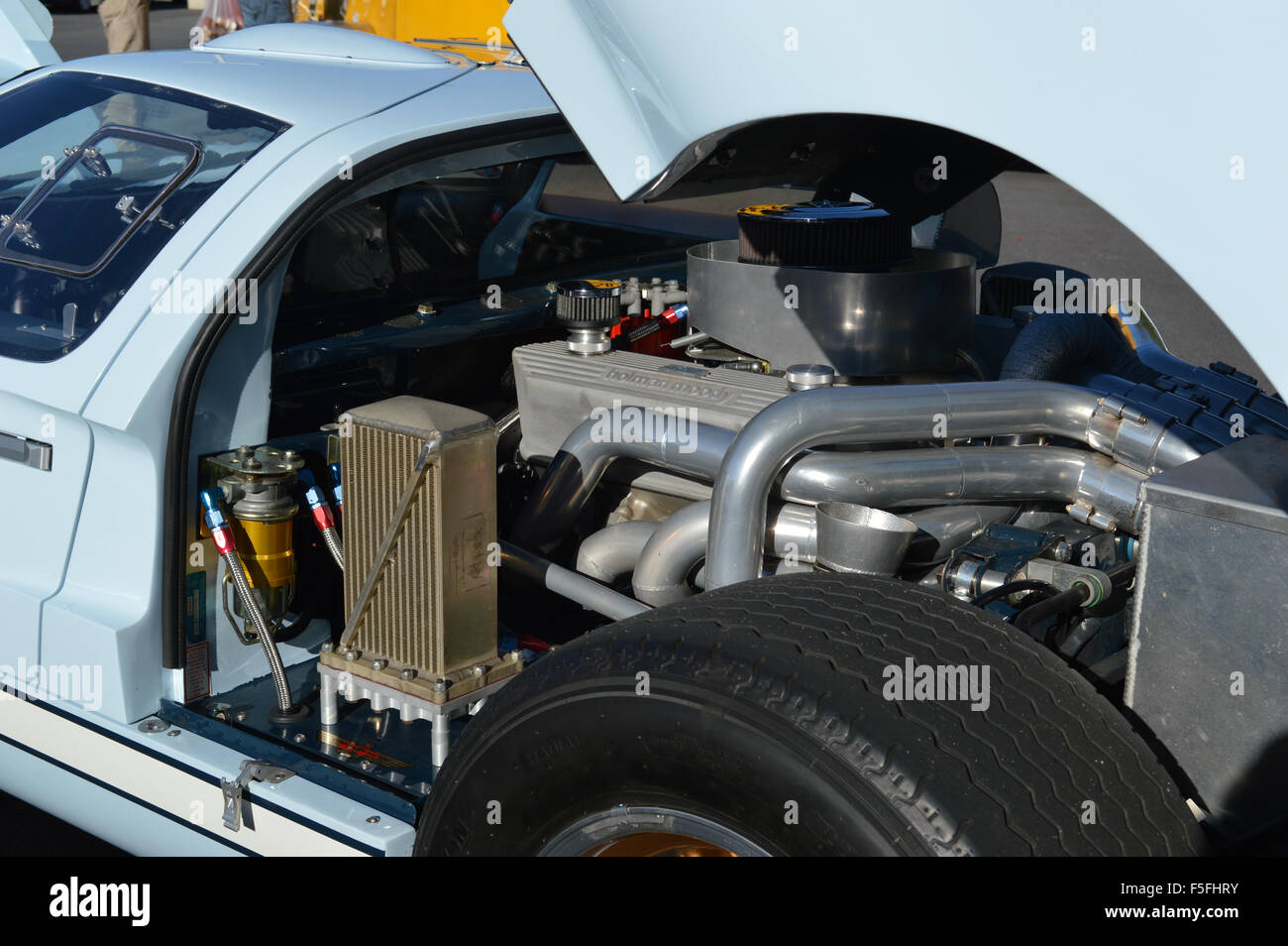 The Engine in a Ford GT40 car. Stock Photo