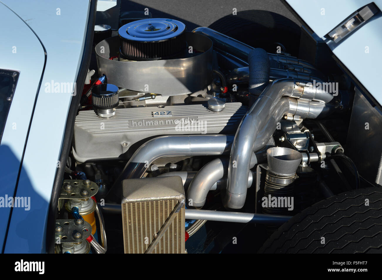 The Engine in a Ford GT40 car. Stock Photo