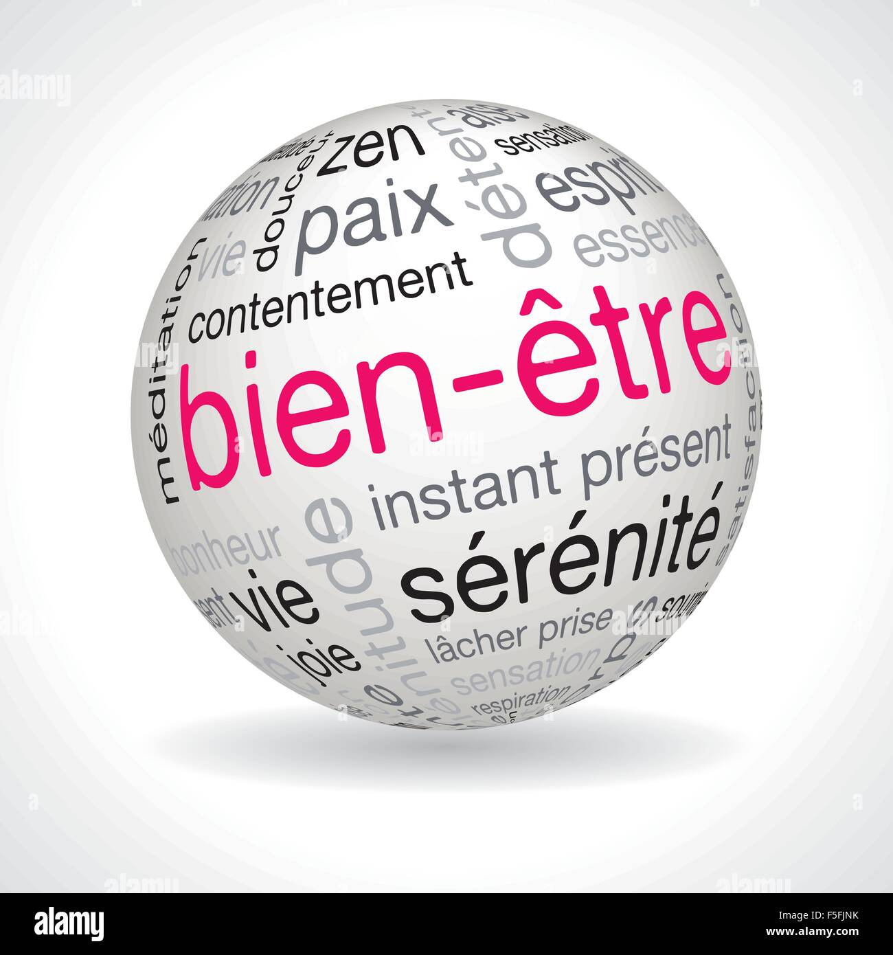 French wellness theme sphere with keywords full vector Stock Vector